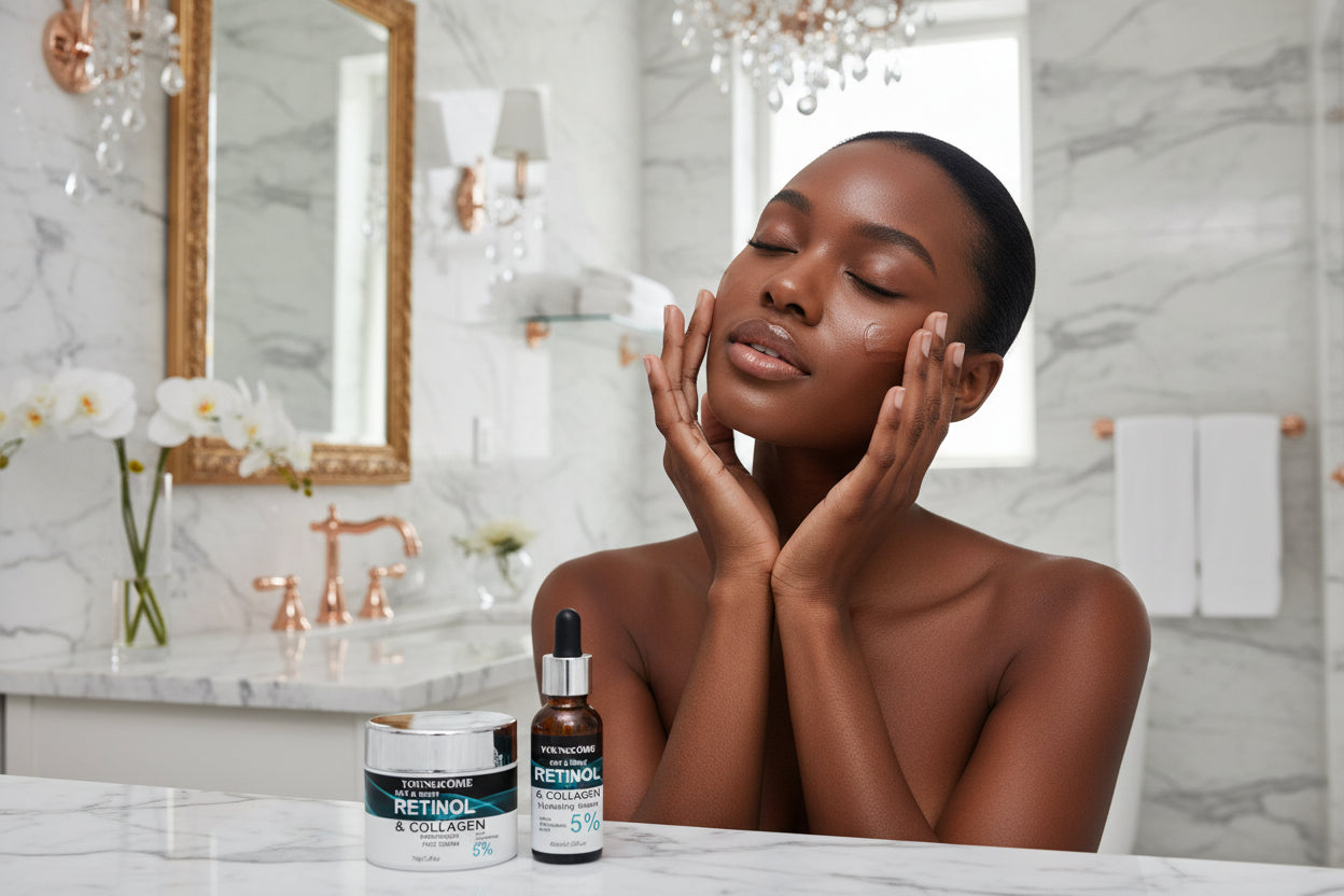 YOUNGCOME Retinol Collagen Hyaluronic Acid Moisturizer & Essence Set - Daily Nourishing Facial Care Kit for Deep Hydration